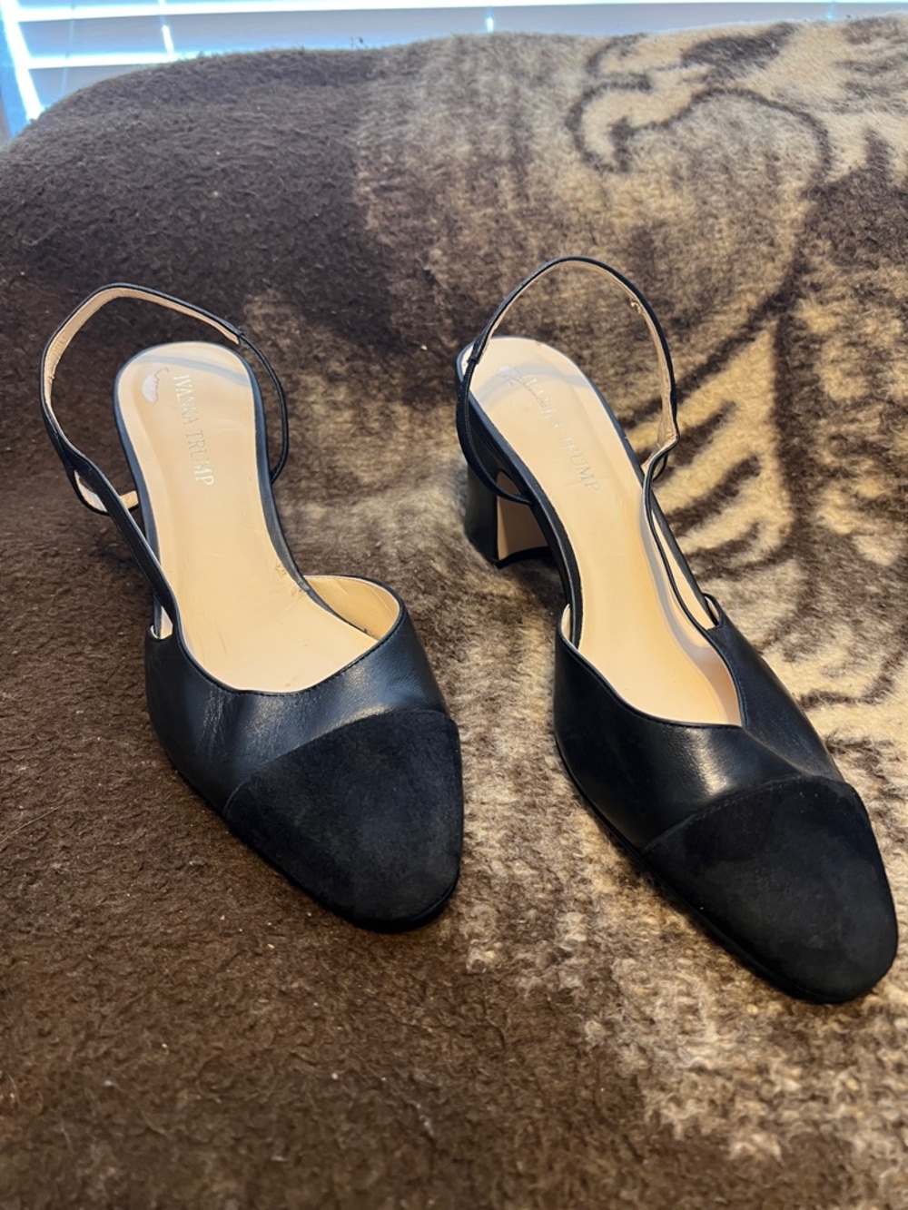 Ivanka Trump Black Two-Tone Slingback Block Heels
